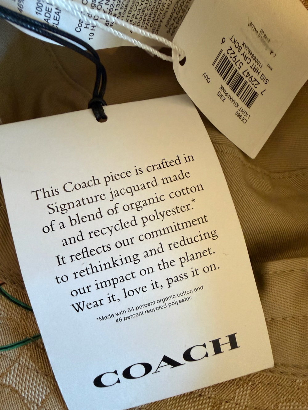 Coach Tan/Pink Cherry Bucket Hat NWT - Picture 5 of 6
